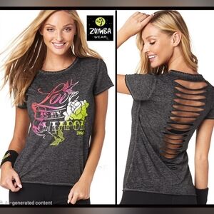 Zumba Fitness Charcoal Graphic Tee with Cutout Back
